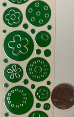 GREEN/SILVER FLOWER CIRCLE Stickers(49pc)Stampendous •Garden•Blooms•Daisy•Dots