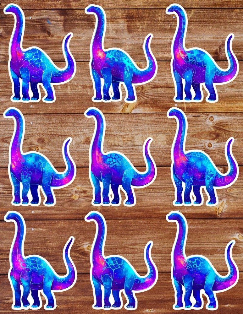 Galaxy Dinosaur Vinyl Die Cut Stickers Set Scrapbooking Laptop Water Bottle
