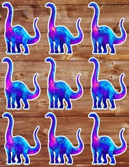 Galaxy Dinosaur Vinyl Die Cut Stickers Set Scrapbooking Laptop Water Bottle