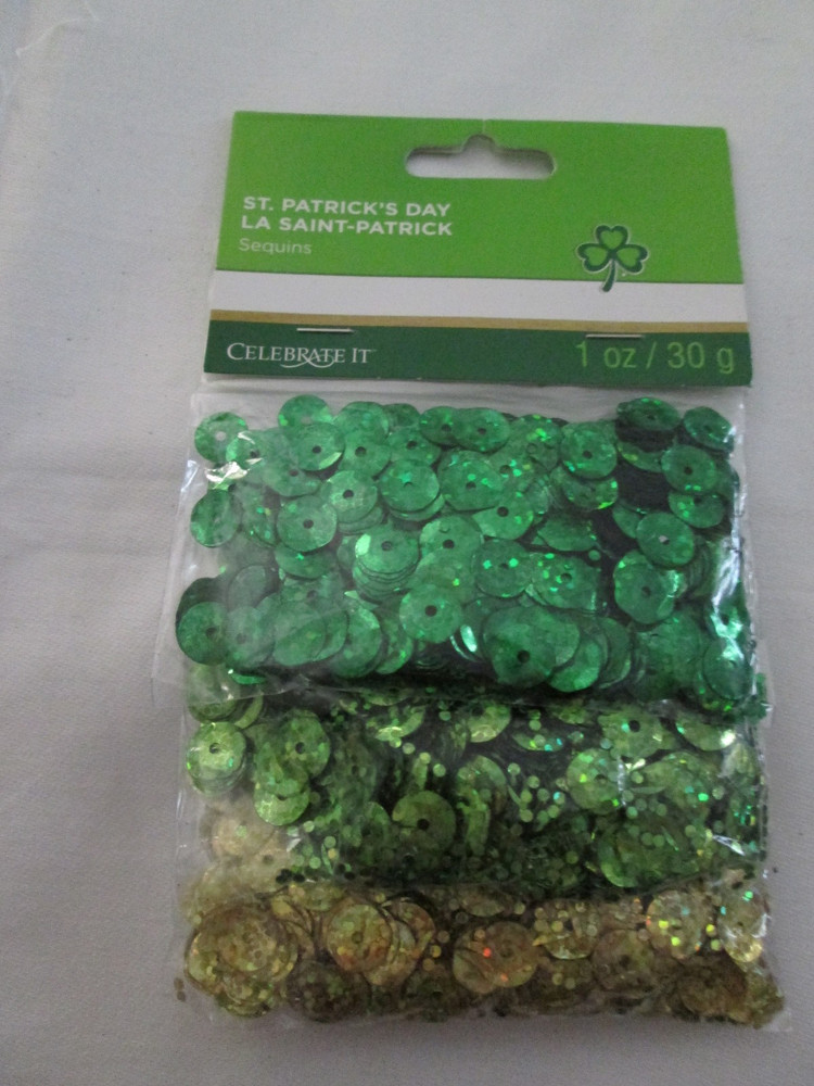 VTG 1 Oz Pkg. of Assted Color Sequins for St. Patrick’s Day for Sewing or Crafts