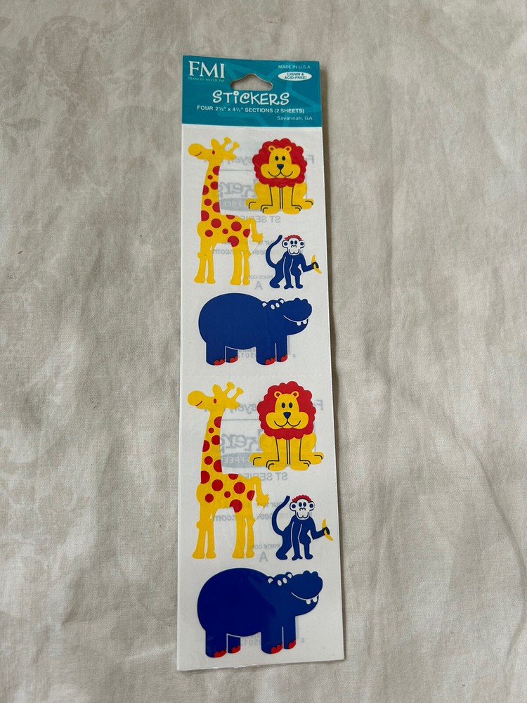 FMI Frances Meyer Inc Stickers Hippo & Friends New in Package