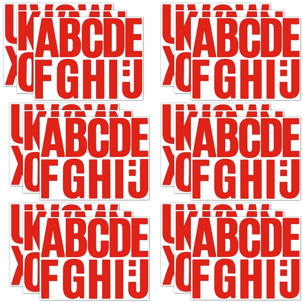 Vinyl Capital Letter Stickers, 18 Sheets, 4 Inch Large, Red, Scrapbooking