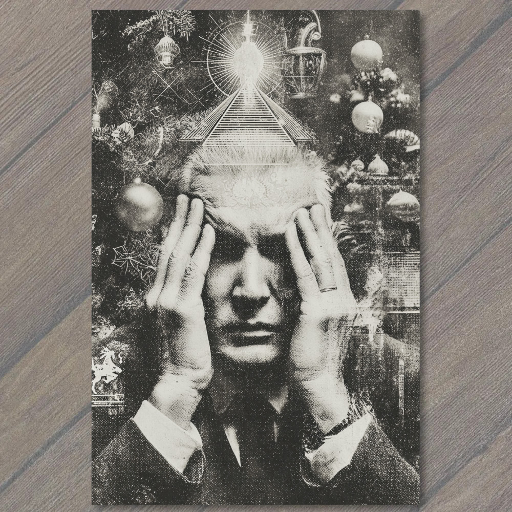 STICKER Surreal Thinker Pyramid Light Mind Power Abstract Holiday Ornaments Bl