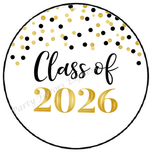 CLASS OF 2026 GOLD GRADUATION ENVELOPE SEALS LABELS STICKERS PARTY FAVORS