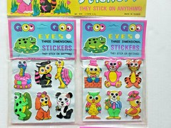Vintage 1979 Goo Goo Eyes Puffy Stickers Display of 4 Sealed New Old Stock