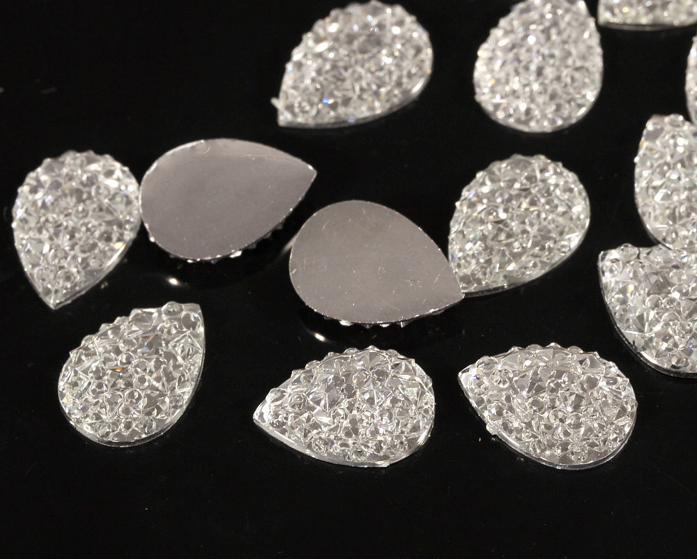 CraftbuddyUS MG1 30pc10X14mm Pear Rhinestne FlatBack Faceted Clear ResinMoon Gem