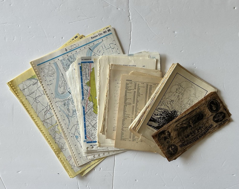 Lot Of Vintage 100+ Book Pages Ephemera For Journals Scrapbooks Crafts Collages