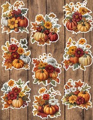 Fall Arrangement Die Cut Vinyl Stickers Set Scrapbooking Laptop WaterBottle