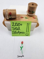 *RARE* Vintage Lot of 200+ Red Rose w/Clear Back Envelope Seals/Sticker Rolls