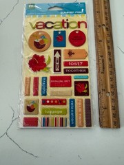 Making Memories Summer Fun! Vacation Bright 44 Puffy Stickers Words Scrapbooking