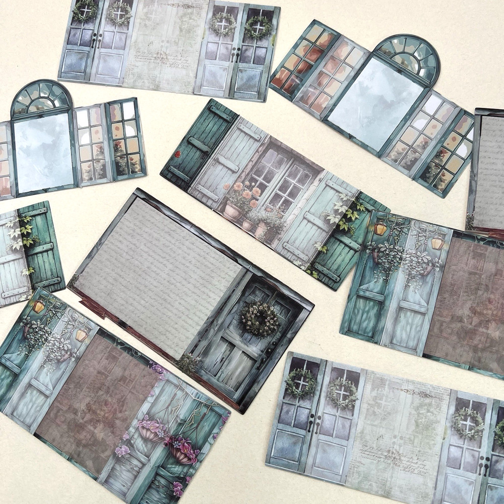 Window Door Stickers Fold Out Junk Journal Collage Scrapbooking
