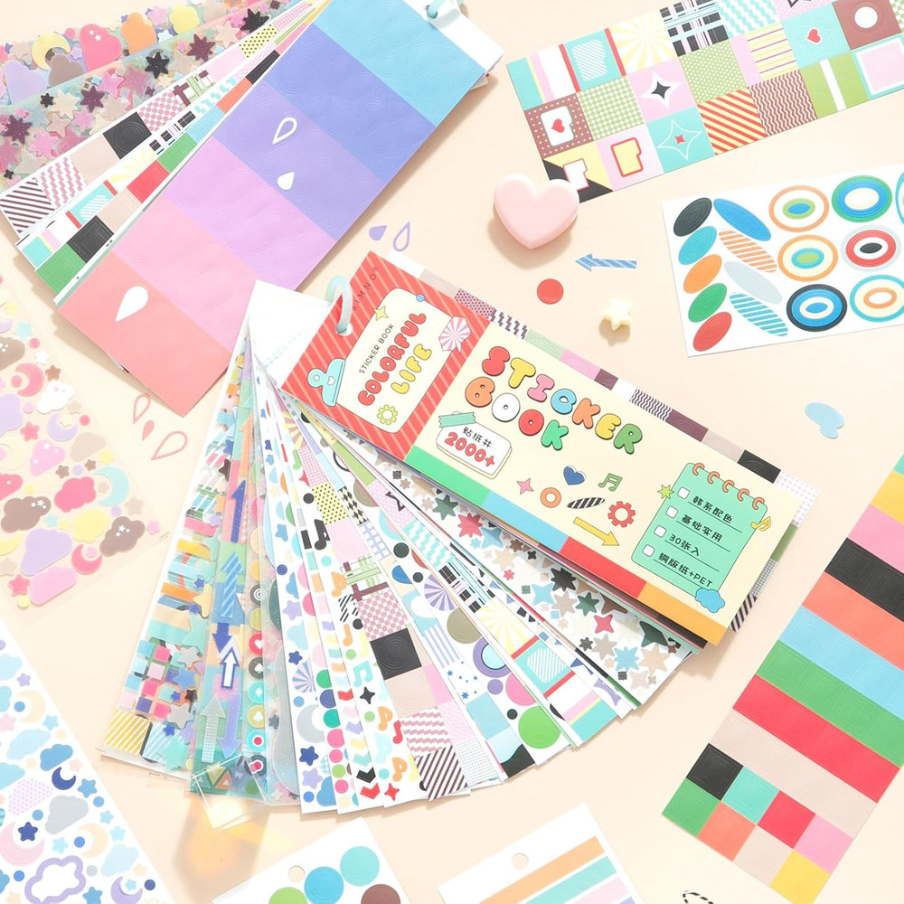 Cute Sticker , 30 Sheets of Cute Small Glitter Stickers for Scrapbook and Planne