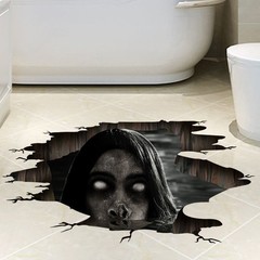 3D Floor Wall Stickers Scary Ghost Halloween Removable Scary Interior Decoration