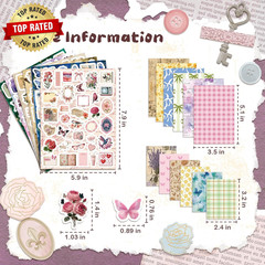 540 PCS Vintage Floral Scrapbook Supplies & Scrapbook Stickers Junk Journal Supp