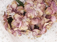 PINK ORCHID & GOLD Glitter CAPRI – 24Pk FABRIC 35mm Across Wire Stems 7-8cm MHZ
