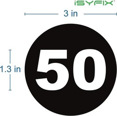 Black Consecutive Number Stickers – 1 to 50, 3-inch, 1 Set – Vinyl Self Adhes…