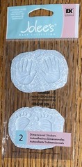 RARE Jolees Mini BABY BOY HAND FOOT PRINTS Ceramic Plaster 3D Scrapbook Stickers