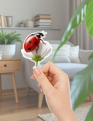 Ladybug on a Flower Die Cut Vinyl Stickers Set Notebook Laptop WaterBottle