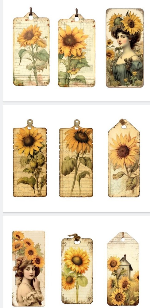 Sunflowers Tags Junk Journals Scrapbook Embellishments USA