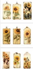 Sunflowers Tags Junk Journals Scrapbook Embellishments USA