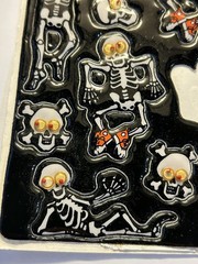 Vtg Hallmark Googly Wiggle Eyes Puffy Skeleton Skull Stickers Halloween Missing1