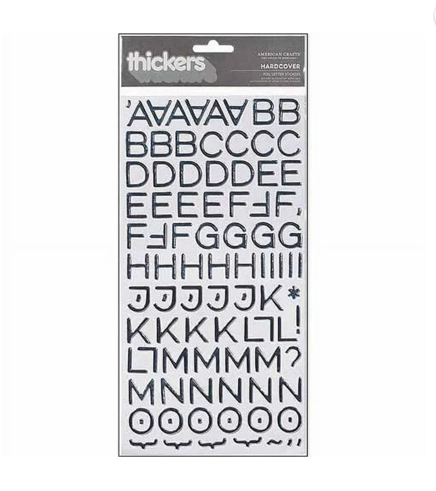 American Crafts Thickers Solid Silver Hardcover Foil Letter Stickers – 3 Pack