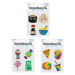 Rhinestone Food-Themed Stickers Bundle – I’m Hungry! 2” x 2” Sparkly Decor for L