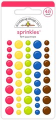 Doodlebug Sprinkles Puffy Stickers Farm Assortment Dots Bright Red Blue Yellow++