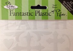 FAITH Plastic Shapes Transparent Stickers(18pc)Fantastic Plastic W/Flair•Crosses