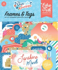 1 Pack of Echo Park Paper DIVE INTO SUMMER Frames & Tags Die-Cut Ephemera Pieces