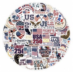 5 PACK-USA AMERICA ANNIVERSARY 250 YEARS 1776 2026 Sticker Bulk Lot Set = 280PCS