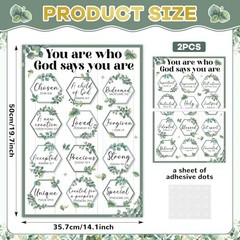 2 Pcs Christian Poster Bulletin Board Set God Says You are Motivational Bible