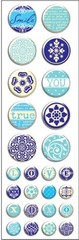Narratives BLUE BELL DOTS 3-D Epoxy Sticker Sheet (26) Pcs scrapbooking