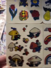 NEW Stickers Prism BJ Sticker Sheet Vintage 80s Holographic Mushrooms fruit