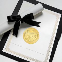 100Pcs Graduation Stickers – Gold Foil Embossed Class of 2026 Stickers 2 Inch Gr