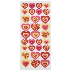 Glitter Red Pink Gold Flourish Hearts Stickers Planner Supply Valentine’s Day