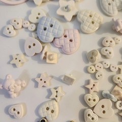UNUSED Decorative Buttons PASTEL BABY HEARTS STARS BRADS Craft Sewing Scrapbook
