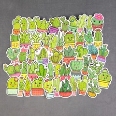 Cute Cartoon Cactus Stickers – Set of 10 Random Stickers – Great for Crafts