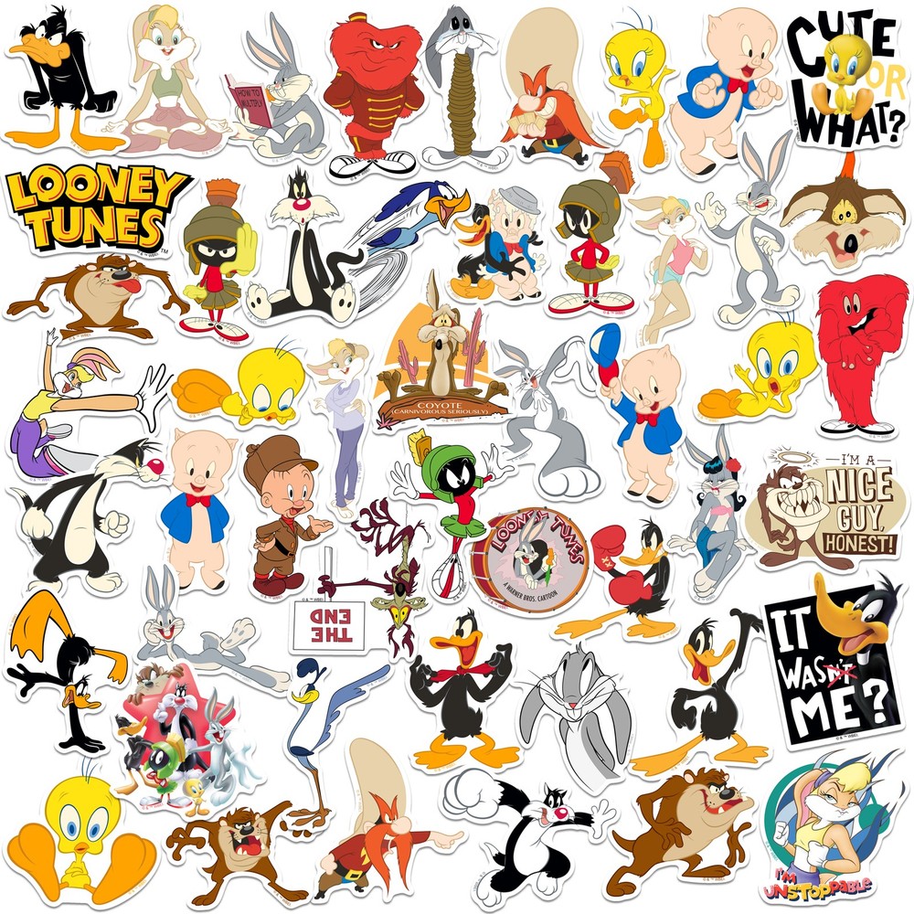 LOONEY TUNES VARIETY DIE CUT VINYL 50 CT STICKER PACK