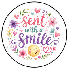 SENT WITH A SMILE ENVELOPE SEALS LABELS STICKERS PARTY FAVORS