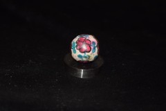 🧐👉Antique hand painted, multi-color glazed clay collector’s🌺art marble .780″
