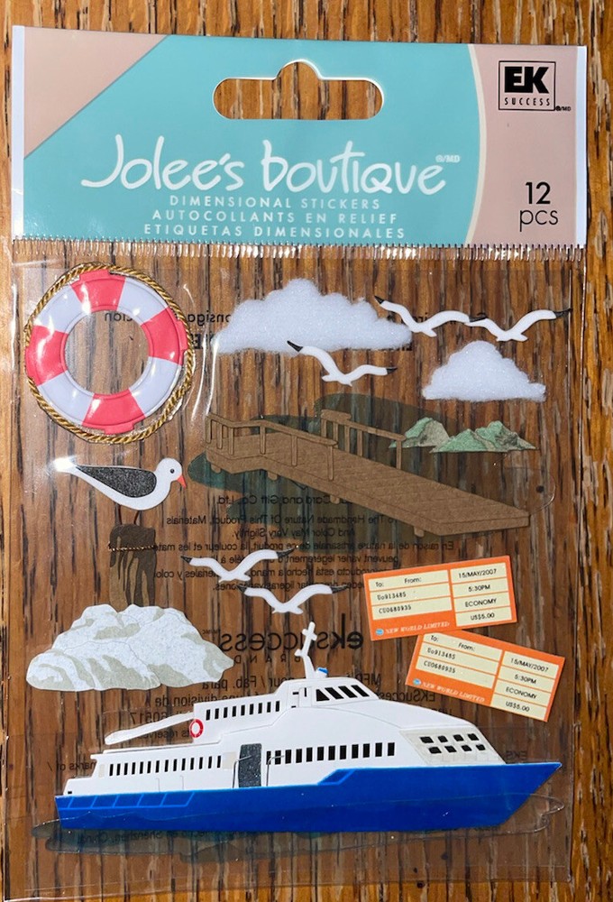 RARE Jolees Ferry Trip Vacation Travel Cruise Tickets Boat Sea Gull Stickers 3D
