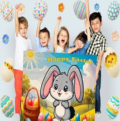 Easter Pin The Tail Bunny Game 24 Sticker Tails Blindfold Party Activity
