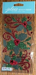 RARE Jolees Flourishes & Holly Christmas Glitter Gem Accent 3D Scrapbook Sticker
