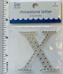 Letter X Rhinestone Sticker 2″ Clear Silver Glitter Scrapbook Monogram Bling