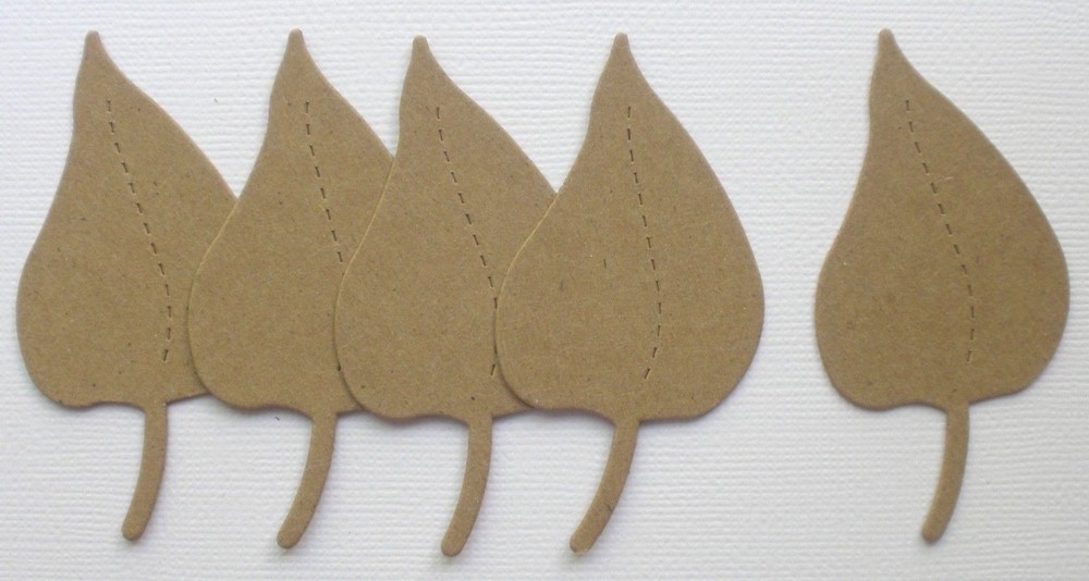 {5} ROUND LEAF – Bare Autumn Leaves Chipboard Die Cuts – 1 1/2″ x 2 2/3″ inch