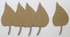 {5} ROUND LEAF – Bare Autumn Leaves Chipboard Die Cuts – 1 1/2″ x 2 2/3″ inch