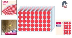 Red Dot Stickers 1 Inch Round Self-Adhesive Labels 1000 Count