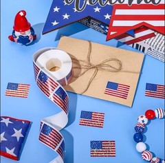 40 PCs ~1×1.5” Holographic American Flag Stickers July 4th Celebration Patriotic