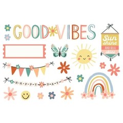 SS Page Pieces DieCuts Boho Sunshine Retro Rainbow Happy Face Good Vibes Flowers